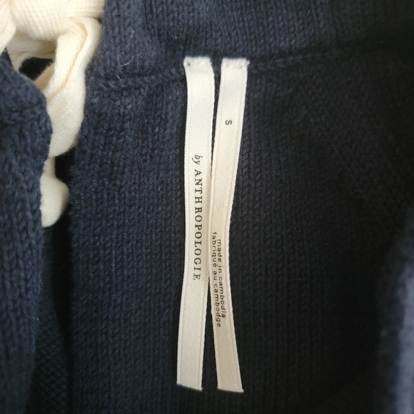 By Anthropologie Semi Crop Sweater Sz S Crewneck Balloon Sleeve Key Hole Back - Picture 4 of 6